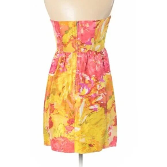 J. Crew Strapless Silk Floral mini dress size 2 (No Belt) (I2) - Picture 2 of 5